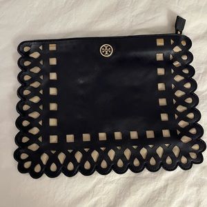 Tory Burch Navy Leather Clutch
